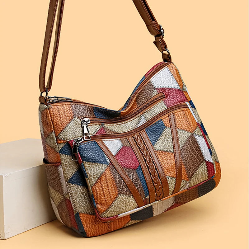 Dorte | Patchwork taske i vegansk læder