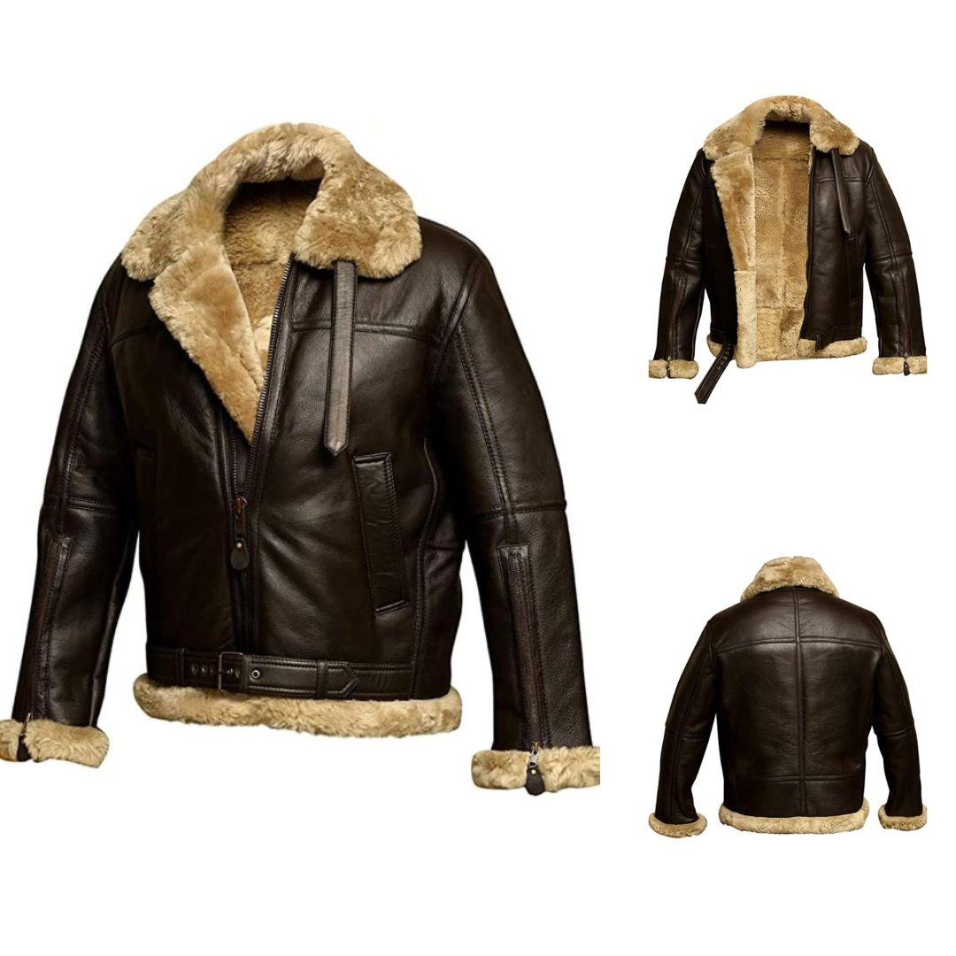 Victor Marius | Læderjakke med Shearling-For