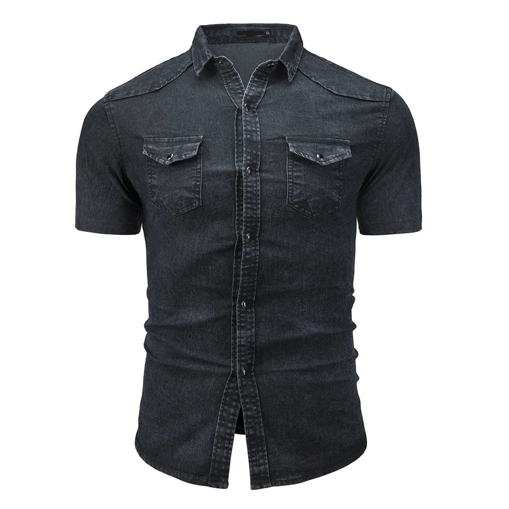 Augusts | Denim Skjorte Med Korte Ærmer