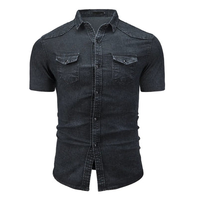 Augusts | Denim Skjorte Med Korte Ærmer