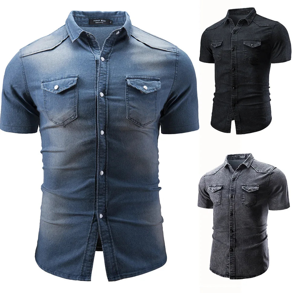 Augusts | Denim Skjorte Med Korte Ærmer