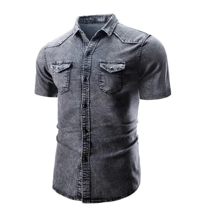 Augusts | Denim Skjorte Med Korte Ærmer