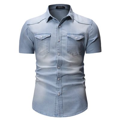 Augusts | Denim Skjorte Med Korte Ærmer