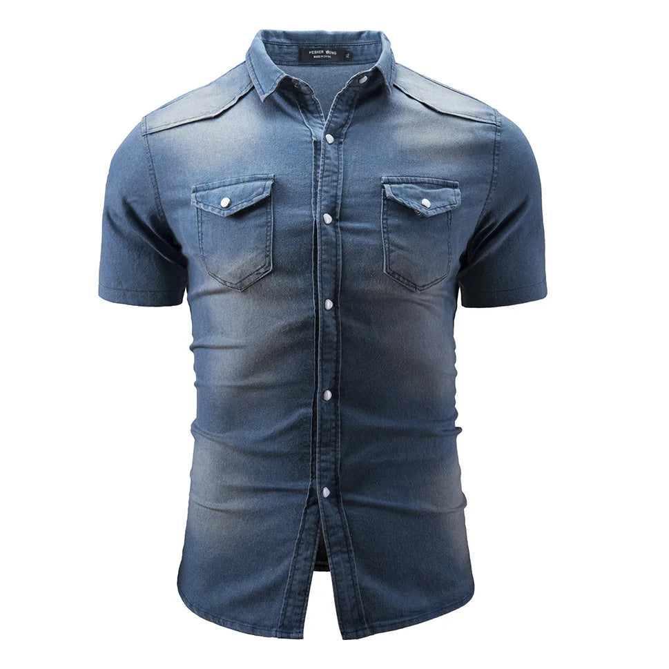 Augusts | Denim Skjorte Med Korte Ærmer