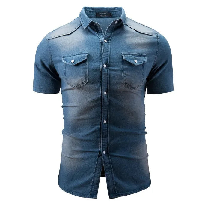 Augusts | Denim Skjorte Med Korte Ærmer