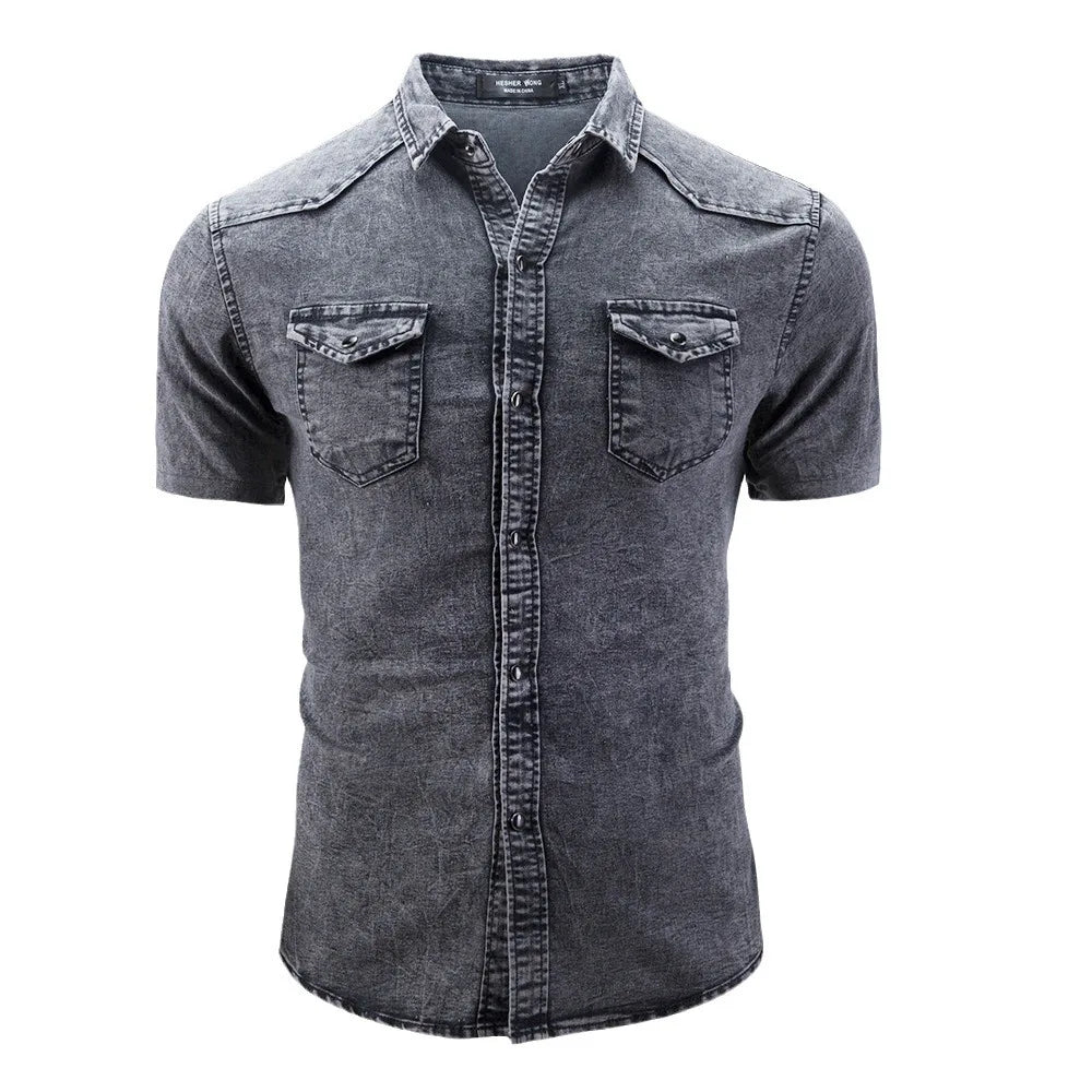 Augusts | Denim Skjorte Med Korte Ærmer
