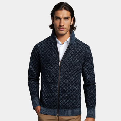 Christian | Jacquard Cardigan med Lynlås