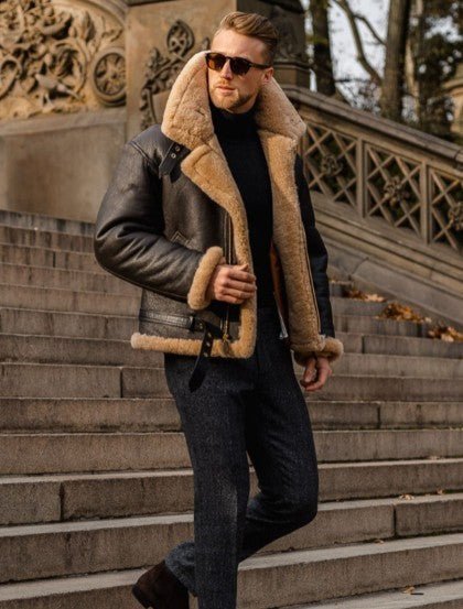 Victor Marius | Læderjakke med Shearling-For